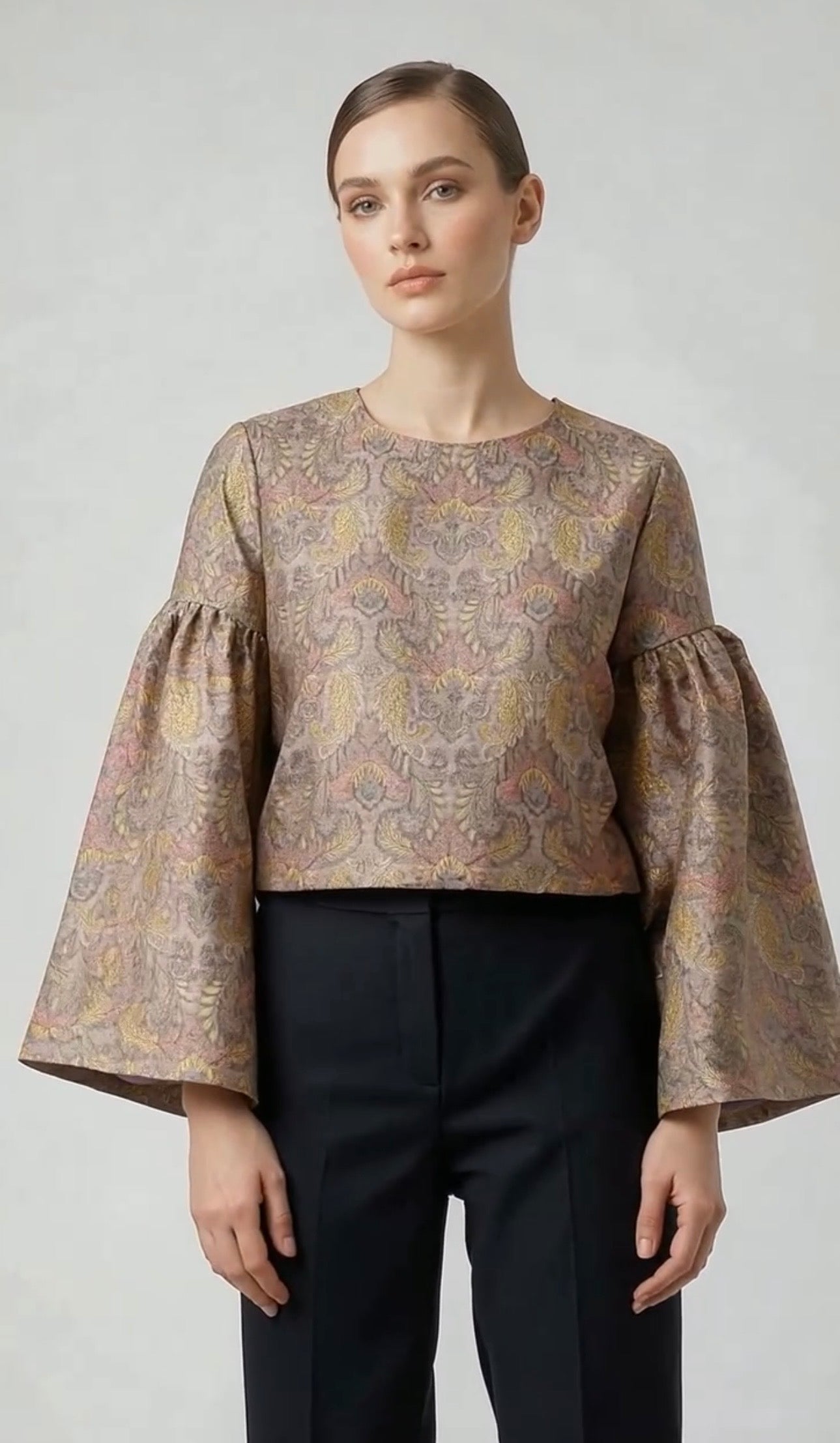 Ralina Long-sleeved Silk Filipiniana Top