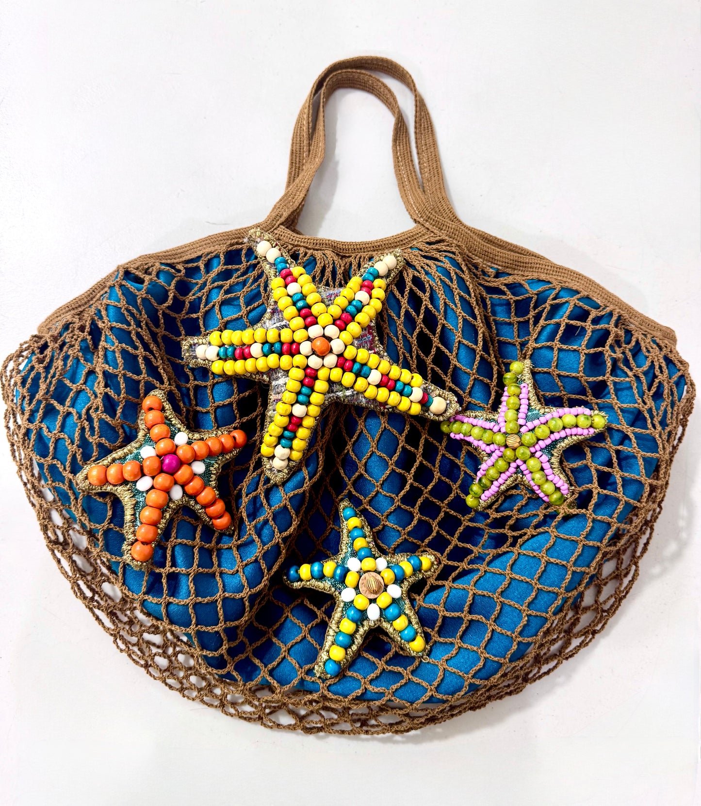 Bridget IX Mustard and Blue Net Bag