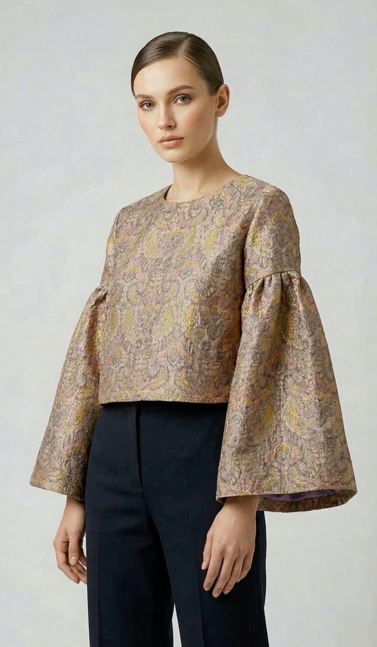 Ralina Long-sleeved Silk Filipiniana Top